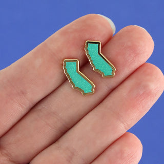 California Earrings - Teal Glitter