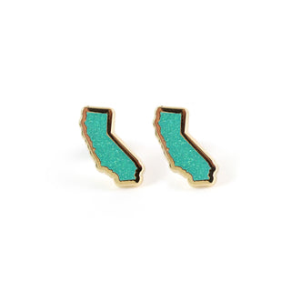 California Earrings - Teal Glitter