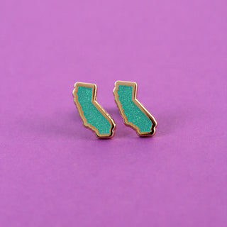 California Earrings - Teal Glitter