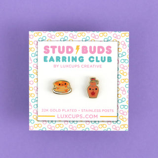 Pancake Pals Earrings - Stud Buds Earring Club