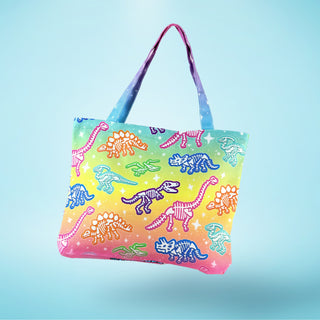 Rainbow Dino Tote Bag