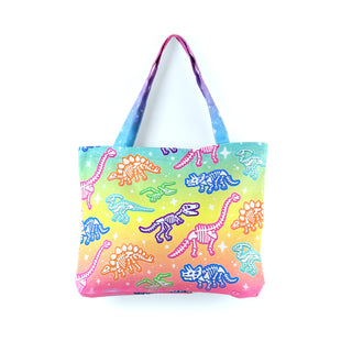 Rainbow Dino Tote Bag