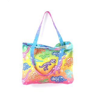 Rainbow Dino Tote Bag