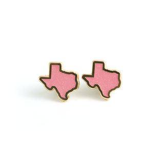 LuxCups Creative Stud Earrings Texas Glitter Pink Enamel Earrings