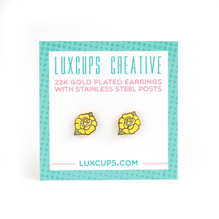 LuxCups Creative Stud Earrings Yellow Rose Earrings