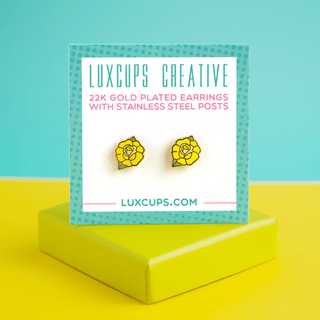 LuxCups Creative Stud Earrings Yellow Rose Earrings