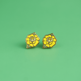 LuxCups Creative Stud Earrings Yellow Rose Earrings