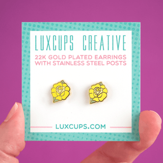 LuxCups Creative Stud Earrings Yellow Rose Earrings