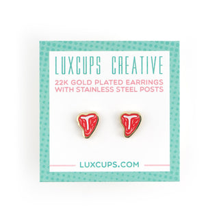 LuxCups Creative Stud Earrings T-Bone Steak Earrings