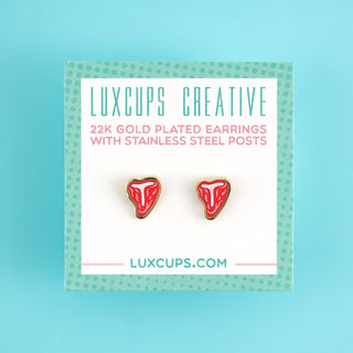 LuxCups Creative Stud Earrings T-Bone Steak Earrings