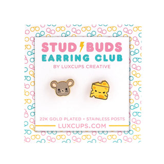 LuxCups Creative Stud Earrings Cheesy Chums Earrings - Stud Buds Earring Club