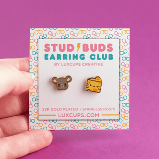 LuxCups Creative Stud Earrings Cheesy Chums Earrings - Stud Buds Earring Club