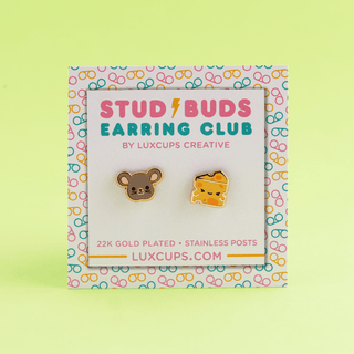 LuxCups Creative Stud Earrings Cheesy Chums Earrings - Stud Buds Earring Club